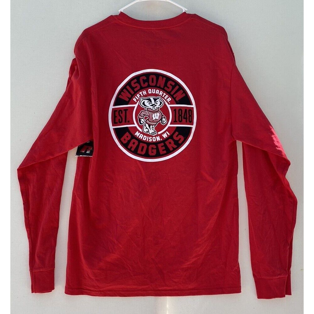 Wisconsin Badgers Double Sided Long Sleeve T Shirt Size‎ L Russell Athletics - Picture 5 of 6